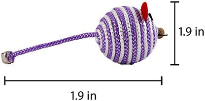 Hartz Cattraction Bell Mouse Cat Toy with Two Silver Vine & Catnip Sisal Mice - 2 Pack, All Breed Sizes