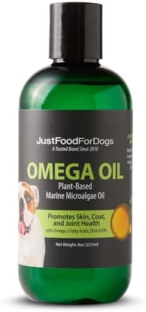 JustFoodForDogs Omega 3 for Dogs, Omega Oil for Dogs Skin, Coat, Joint -8Oz
