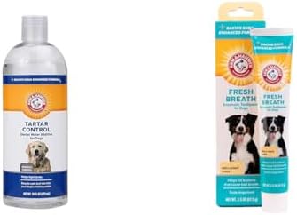 Combo Pack: Arm & Hammer Dog Dental Tartar Control Water Additive and Fresh Breath Vanilla Ginger Enzymatic Toothpaste