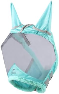 Harrison Howard CareMaster Horse Fly Mask UV Protective Fine Mesh with Extra Wool Soft Touch on Skin Summer Mint-Silver S