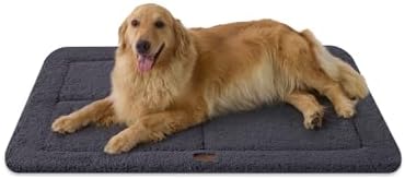 Joydeco Low Profile Dog Crate Mat Reversible Bed Pad, Washable Dog Pad Mat with Ultra Soft Fleece, Compact Design Kennel Beds Mats for Extra Large Medium Small Pets, 44" x 32" Dark Gray