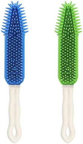 [2Pcs] Pet Hair Remove Brush, Car & Auto Detailing Portable Dogs Cats Hair&Lint Remover Rubber Massage for Furniture, Car Interiors, Carpet (Blue and Green)