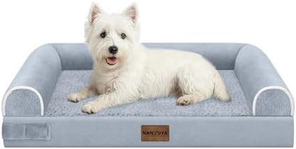NANUYA Orthopedic Dog Bed for Medium Dogs, 28 x 19 Inch, Light Grey