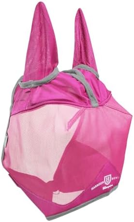 Harrison Howard UV-Proof Multi-Function Fabrics Thick Fleece Padding Horse Fly Mask Half Face with Ears Magenta Arabian Medium