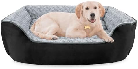 JOEJOY Rectangle Dog Bed for Large Medium Small Dogs - Washable Orthopedic Sofa Bed, Soft Breathable Puppy & Pet Cuddler, Durable Calming Dog Bed with Anti-Slip Bottom, Multiple Sizes, Black