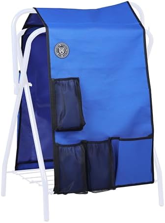 Harrison Howard Horse Saddle Rack Cover with Pockets, Waterproof Saddle Storage Cover & Horse Tack Organizer, Saddle Rack Protection for Barn, Trailer & Travel（Saddle Rack not Included）-Champion Blue