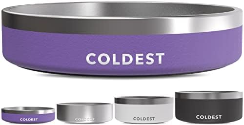 Coldest Dog Bowl - Anti Rust Metal, Non Slip, 3 Layers Insulated Stainless Steel Dog Bowls - Spill Proof & Heavy Duty - Water Bowl for Dogs, Cats & Pets, Dish Washer Safe (21 oz, Galaxy Purple)
