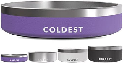 Coldest Dog Bowl - Anti Rust Metal, Non Slip, 3 Layers Insulated Stainless Steel Dog Bowls - Spill Proof & Heavy Duty - Water Bowl for Dogs, Cats & Pets, Dish Washer Safe (21 oz, Galaxy Purple)