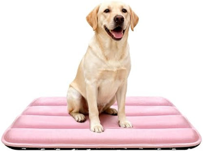 pobopobo Dog Crate Pad, Ultra Soft & Anti-Slip Kennel Mat, Secure Fit for Metal Crates & Dog Cages, Washable Cozy Bed for Small Medium Large Dogs (Pink, L(34"*20"*1.5"))