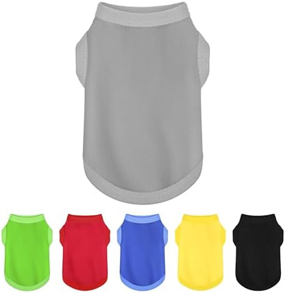 Elevate Your Dog's Fashion Quotient with Colorful and Breathable Sleeveless Cotton Shirts! Perfect Pet Apparel for Small to Medium Dogs Gray XXS