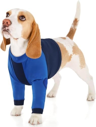Lelepet Dog Recovery Suit for Front Legs, Dog Sleeve to Stop Licking Blue