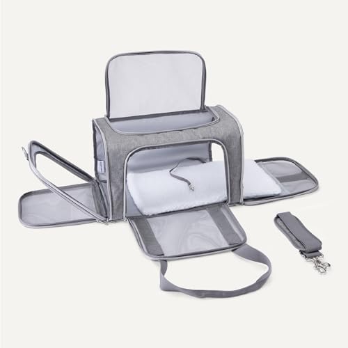 Amazon Basics Soft Cat & Dog Carrier with Adjustable Shoulder Strap, Airline-Approved, Foldable and Portable Design, Mesh Ventilation, Folds Flat for Storage