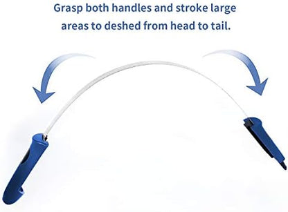 BOTH WINNERS Dual-Sided Shedding Blade with Stainless Steel Blade De-Shedding Tool for All Dog Coat Types- Soft Touch Grip (BLUE)