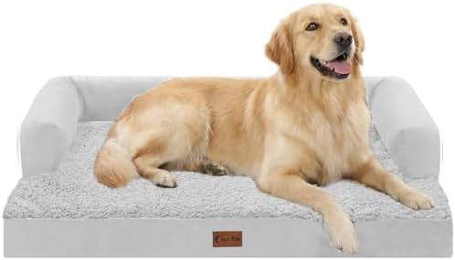 Waterproof Orthopedic Dog Bed for Large Dogs, 36x27in, Grey White