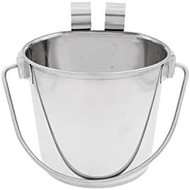 Flat Sided Pail with Dual Hooks, Snugly Fit On Dog, Cat and Critter Crates & Cages, Heavy Duty Stainless Steel | 6 Quart (PN: FSP-6)