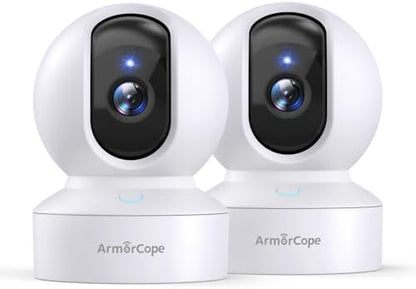 Armorcope Pet Camera, 2K HD Dog Camera with Phone APP, 360° Pan/Tilt View Puppy Cam, One Click Call for Baby Monitor, MagivPix Night Vision,Motion Tracking Alarm with Cloud/Local SD -2 Pack
