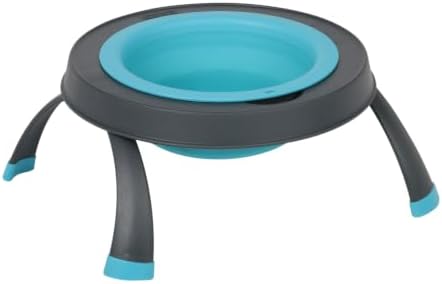 Dexas Pets Elevated Pet Feeder, Small, 1.5 Cup Capacity, Blue, Raised Pet Food and Water Bowl