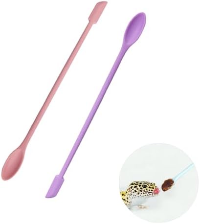 2Pcs Reptile Spoon, Reptile Powder Fruit Mixing Stirring Food Long Handle Feeding Tool Fit Crested Gecko Gargoyle Bearded Dragon