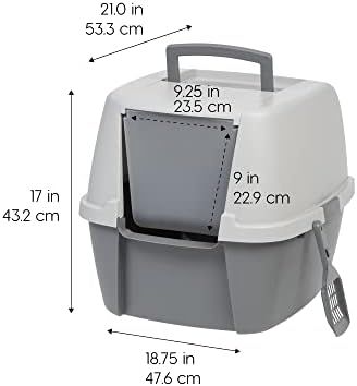IRIS USA Large Front Door Cat Litter Box, Walk-in Entry, Gray