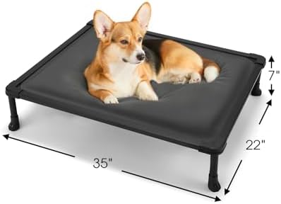 Veehoo Chew Proof Elevated Dog Bed, Padded Indestructible Raised Dog Cot