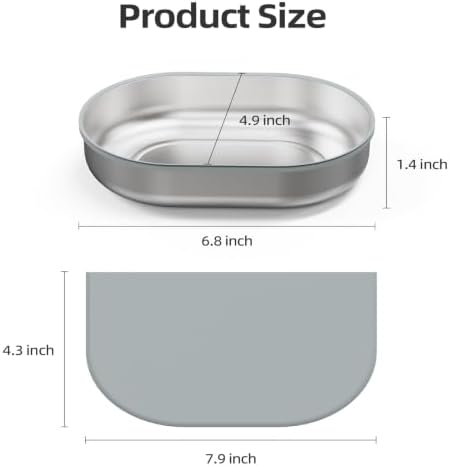 Stainless Steel Bowl and Mat Set for Automatic Microchip Cat Pet Feeder, Sealing Ring Design for Keeping Food Fresh and Reducing Odor, Easy to Clean, SUS 304, Includes 2 Bowls and 1 Mat