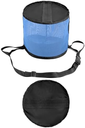 QWORK 2 Pack Horse Feed Bag for Grain - Durable Mesh Grain Feeder with Adjustable Strap, Comfortable Neck and Nose Pad Horse Muzzle Feed Bag, for Feeding Grain, Powder, Supplements, Blue
