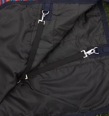 1200 Denier Horse RAIN Sheet (Waterproof/Breathable & Wind Proof Turnout Sheet) Horse Breathable RAINSHEET (Black-Turquoise, 80)