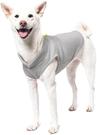 Gooby Fleece Vest Dog Sweater, Gray/Yellow, Medium