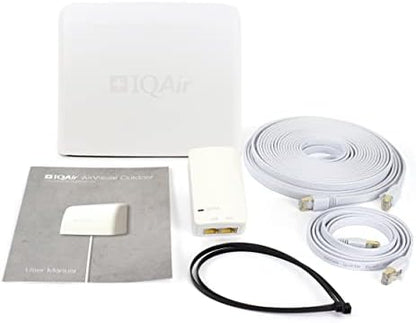 AirVisual Outdoor – Outdoor Air Quality Monitor, Detects PM1, PM2.5, PM10, Optional CO2, Temperature, Humidity, Pressure, Modular Sensor Design, Wi-Fi, LAN, German Made