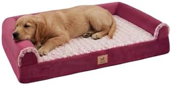Orthopedic Dog Bed for Medium Dogs, Egg-Crate Foam with Bolster, L