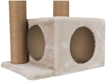 Trixie Valencia Scratching Post – Cat Tower with Sisal Posts, Condo & Dangling Toy – Compact Cat Furniture for Indoor Cats – Gray, 17.3" x 13" x 28"