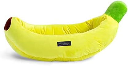 NANDOG Insta Fun Banana Dog & Cat Bed - Ultra Soft Micro Plush with Foam Cushioning - Cozy & Supportive Pet Lounger with Fun Fruit-Inspired Design