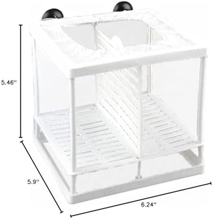 Fish Nursery for Aquarium-Fish，Aquarium Fish Breeder Box, Hatching Box, Juvenile Fish Spawning Incubator, Water Isolation Net Hatchery、Fish Isolation Box 16 x 14 x 15cm