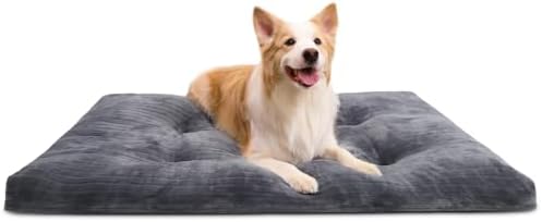 KSIIA Washable Dog Crate Bed Kennel Mat for Large Dogs,41 x 27 Inch, Gray