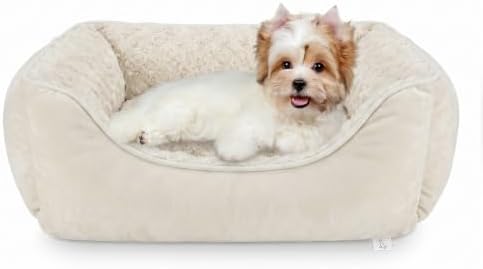 JOEJOY Rectangle Dog Bed for Large Medium Small Dogs - Washable Orthopedic Sofa Bed, Soft Breathable Puppy & Pet Cuddler, Durable Calming Dog Bed with Anti-Slip Bottom, Multiple Sizesj, Cream
