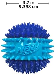 Nerf Dog 3.7in TPR 3-Part Spike Squeak Ball Dog Toy - Dark Blue/Light Blue (Pack of 2)