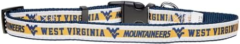 Pets First Collegiate PET Collar New Version West Virginia Mountaineers Dog Collar, Size Medium. Best Sports Team Color for Dogs & Cats. A Shiny & Colorful Dog & Cat Collar Licensed by The NCAA