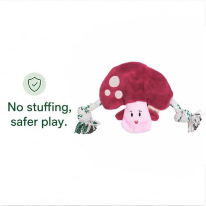 Green Sheep Puppy Plush Dog Toy, No Stuffing Squeaky Toy with Recycled Cotton Rope for Teething, Comfort and Gentle Play, Small Dogs and Puppies, Chew Toy, Mushroom