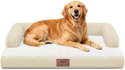 MEKIY Orthopedic Washable Dog Bed with Bolster for Medium to Large Dogs