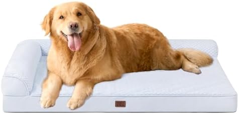 EHEYCIGA Memory Foam Dog Bed, Large Orthopedic Dog Bed, Washblue