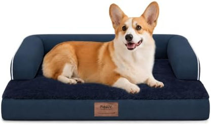 MEKIY Orthopedic Waterproof Dog Bed Pet Couch with Bolster for Medium Dogs