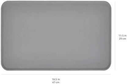 Amazon Basics Waterproof Non-Slip Silicone Pet Feeding Mat with Raised Edges, Prevents Spills, Easy to Clean, Protects Floors for Cat & Dog Food and Water Bowls, 18.5 x 11.5 Inches, Gray, 2-Pack