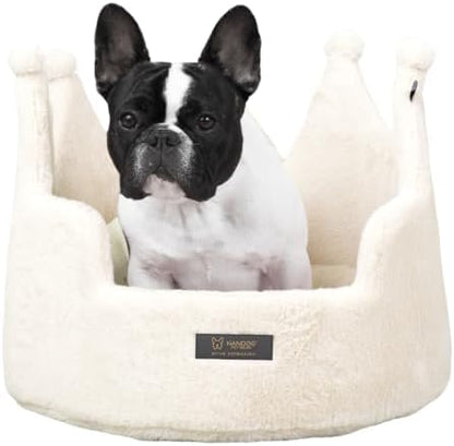 NANDOG Crown Dog Bed for Medium Dogs & Cats, Round Cloud Ultra Plush Fabric