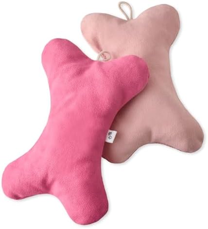 Pet Passion 2-Pack Stuffed Bones Dog Toys Durable Cotton Canvas with Coconut Fill for All Pet Breeds, Pink Ombre, One Size