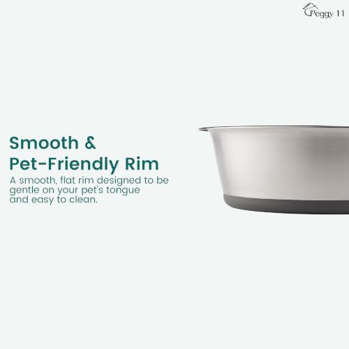PEGGY11 Nonslip Stainless Steel Dog Bowls, 11.4 US Cup Each, 2 Pack