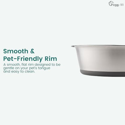 PEGGY11 Nonslip Stainless Steel Dog Bowls, 11.4 US Cup Each, 2 Pack