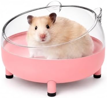 Meow&Woof Hamster Sand Bath Container, Large Sandbox Toilet Gerbil Batheoom, Tiny Chinchilla Dust Bathtub Sand Bath Box for Hamster Cage Accessories 5.2 Inch-Pink