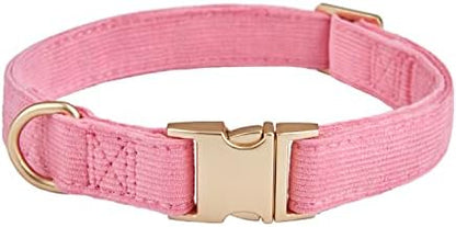 Soft Corduroy Fibric Dog Collar with High Grade Metal Buckle, for Small Dogs.(Pink,Small:10-15")
