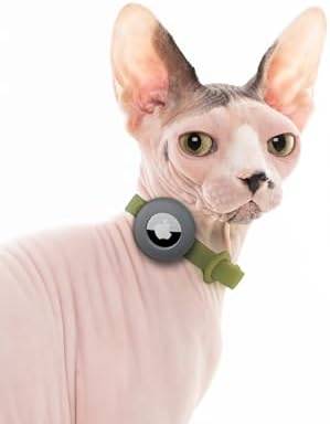 Airtag Silicone Cat Collar - Soft, Comfortable, and Lightweight Breakaway Collar with Air Tag GPS Tracker Holder for Outdoor Cats and Sensitive Skin Kittens by Nuvuq (6 ⅞" to 10 ¼", Green)