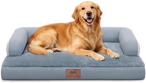 MEKIY Orthopedic Washable Dog Bed with Bolster for Medium to Large Dogs